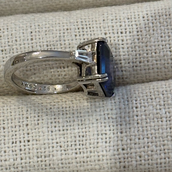 Sterling silver simulated tanzanite and cubic zirconia ring - Picture 4 of 6